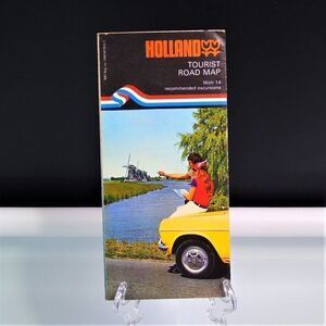 Holland Tourist Road Map Vintage 1975 Fold Out Highway Map Netherlands Travel